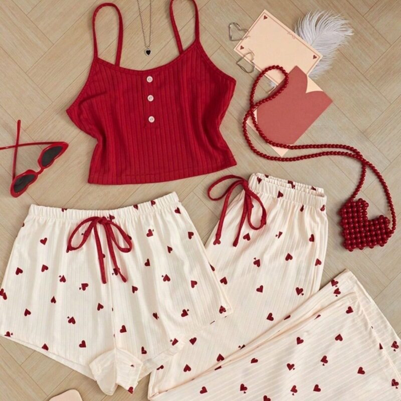 Peach Heart Pajamas Women's Shorts Pants Sexy Home Clothes