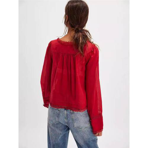 法式蕾丝衫U型花边领衬衫长袖轻薄独特小衫 Lace patchwork shirt