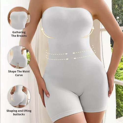 Strapless Shortie Bodysuit for Women Tummy Control Shapewear