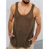 2025夏季 欧美男士 休闲针织背心宽松运动上衣潮men 外贸男装 vest