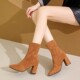 Pointed Ankle Toe Chelseas Vintage Heel Female Chunky Boots