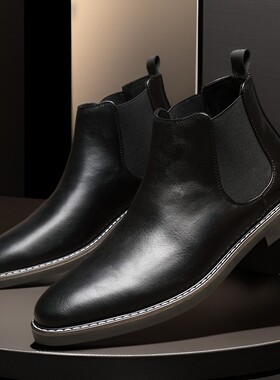 男士切尔西靴复古鞋Men Chelsea Boots Waterproof Leather Shoes