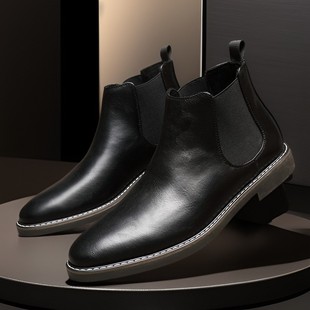 男士切尔西靴复古鞋Men Chelsea Boots Waterproof Leather Shoes