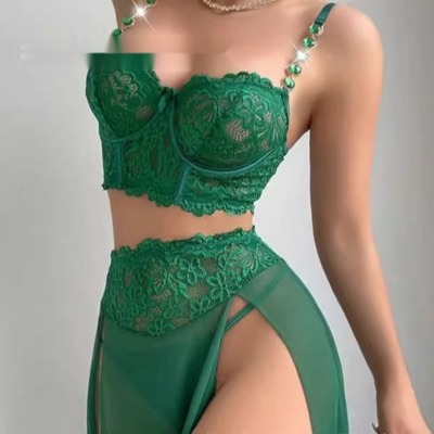 New Sexy Chain Splicing Lace Underwear Women's Thin Set