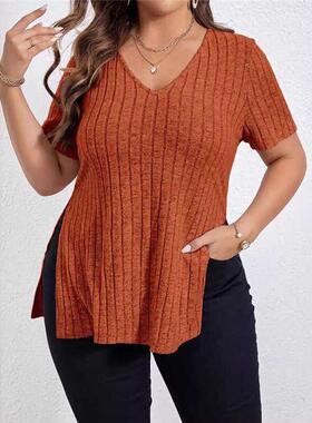 Plus size Women blouse summer tshirt ladies tops XL5XL上衣