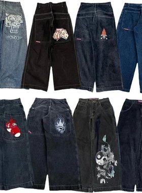 复古款宽松刺绣牛仔裤American vintage baggy embroidered jeans