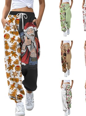 New printed sweatpants for Christmas圣诞新款宽松印花休闲卫裤