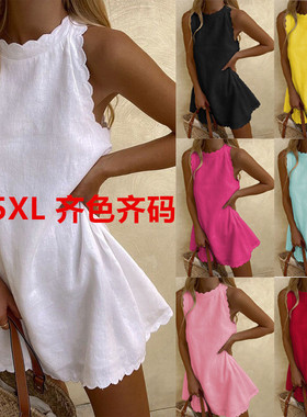 Casual retro street women's tank top dress休闲女式背心连衣裙