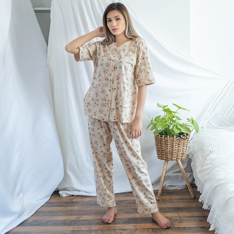 新疆彩棉女士短袖家居服睡衣  布料双面磨毛工艺 更加柔软舒适