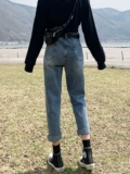 Штаны, осенние джинсы, высокая талия, свободный прямой крой, подходит для подростков