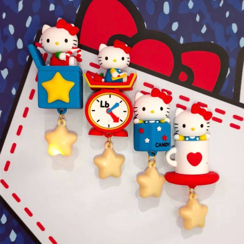 新品 名创优品Sanrio characters复古餐厅系列盲盒星星发光冰箱贴