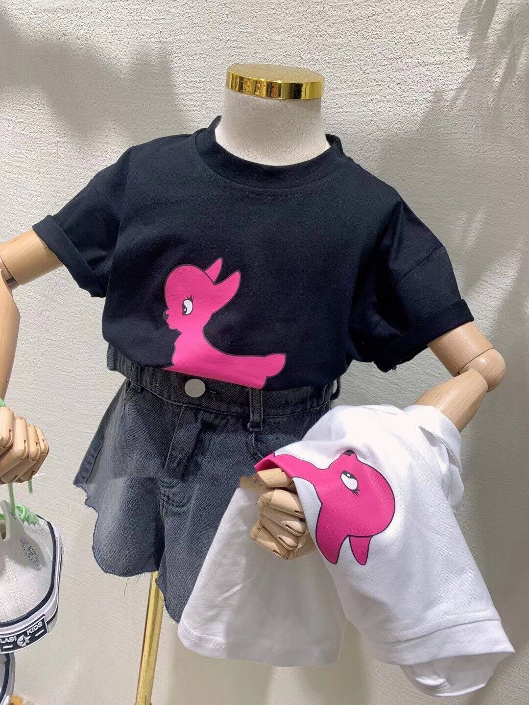 韩国网红童装 女童卡通上衣 2021春夏 洋气中大童 牛仔热裤 T恤潮|msdalam kategori Kanak-kanak/Bayi/Keluarga dipasang, baju-T - dari Buy2taobao.com untuk memberikan perkhidmatan ejen Taobao profesional membeli
