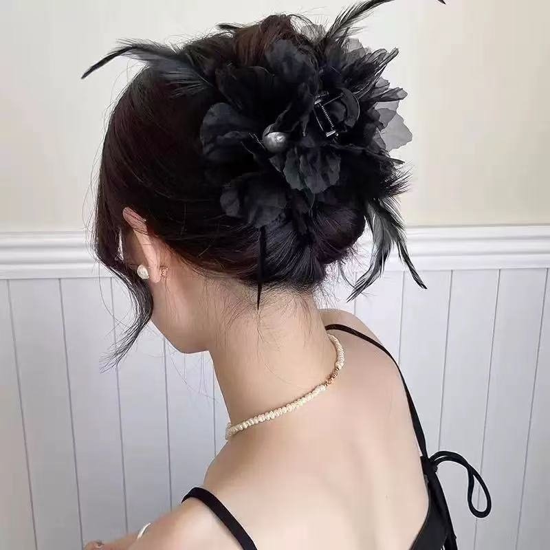 气质超仙氛围感双面羽毛珍珠抓夹公主头发夹女后脑勺大号鲨鱼夹37,饰品/流行首饰/时尚饰品新,民族风发饰,淘宝优惠券,粉丝福利购,淘宝优惠卷