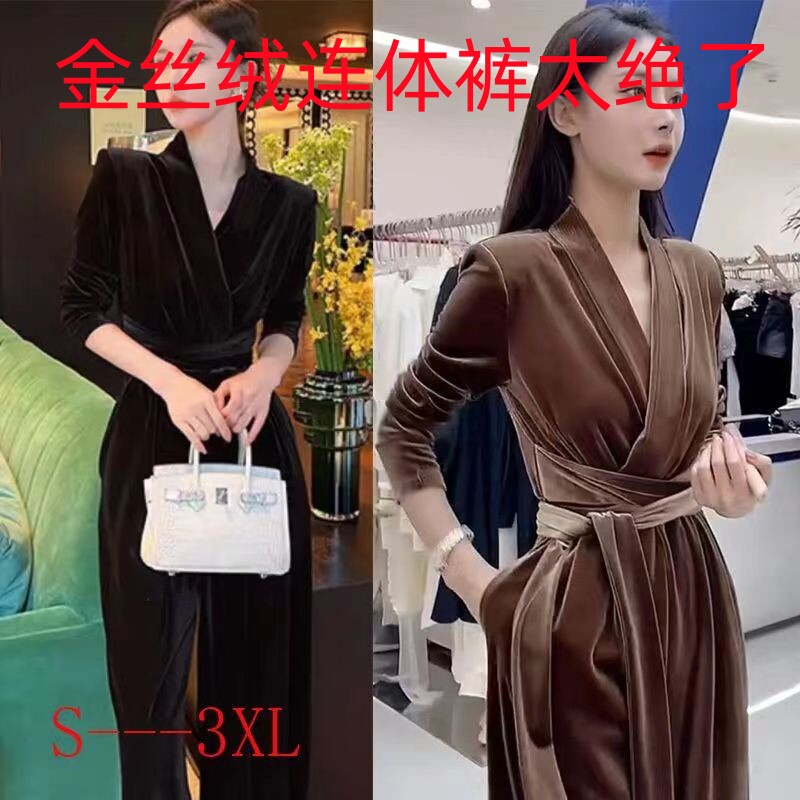 高级感连体裤聚脂钎维纯色时尚