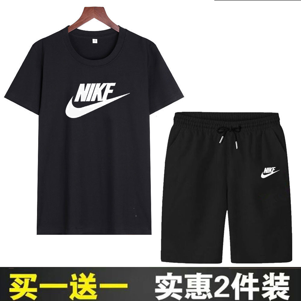 夏季男士短裤短袖T恤套装休闲运动五分裤半袖两件套纯棉打底衫潮