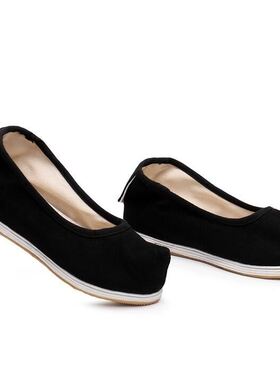 黑色弓鞋汉服鞋翘头履男女平跟古装鞋古代武侠鞋三生三世女鞋表演