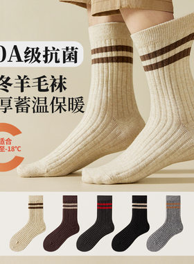 冬季保暖抗菌男士加厚羊毛中筒袜