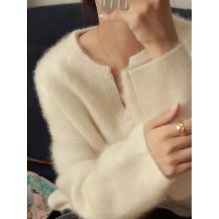 100%山羊绒衫女加厚V领2025秋冬新款宽松大码显瘦套头针织打底衫,女装/女士精品,羊绒衫,淘宝优惠券,粉丝福利购,淘宝优惠卷