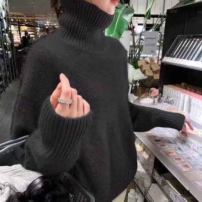 100%纯山羊绒毛衣女高领加厚
