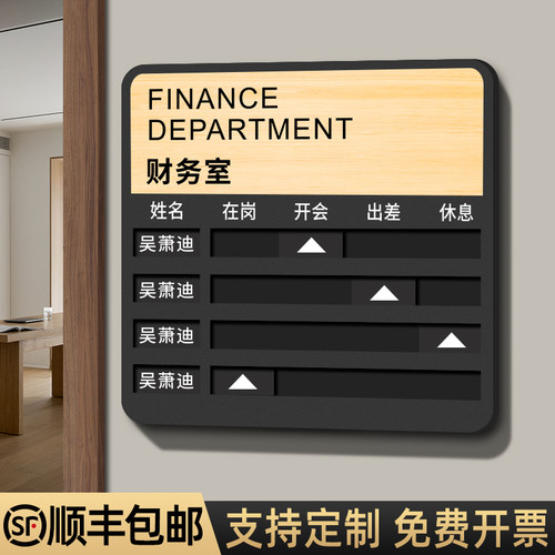 格莱克亚克力工作人员去向牌定制