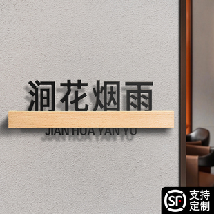 牌家用定制高档别墅公寓高级感入户门住宅轻奢工作室门贴民宿酒店包厢包间带灯装 创意发光门牌号码 饰牌子订制