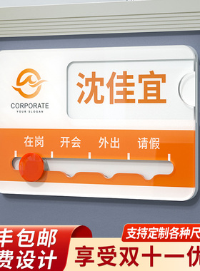 人员去向员工工位牌亚克力定制创意订制办公室岗位职责工作状态告知牌子办公桌姓名职位座位标识指示切换门牌