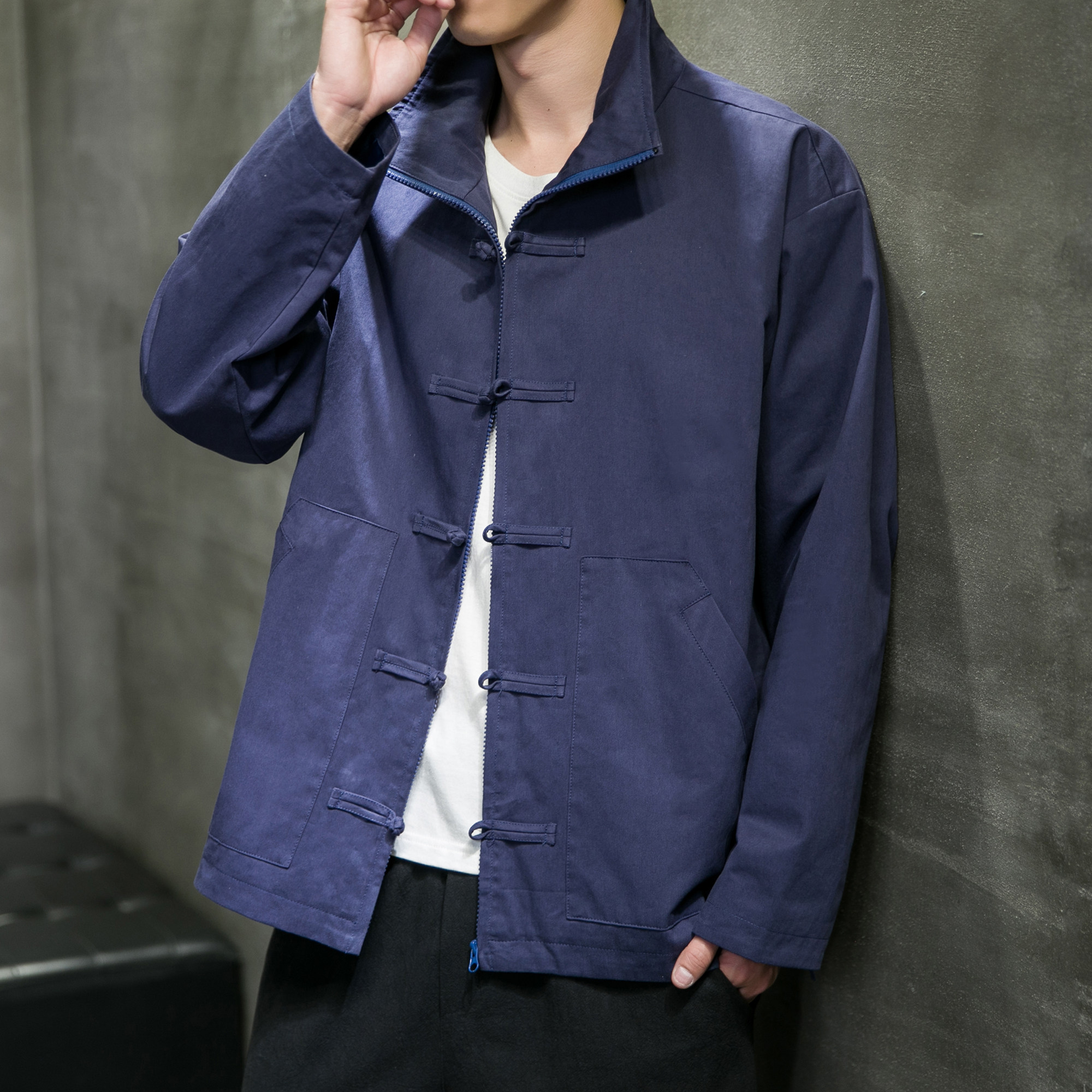 TANG MENS SPRING AND AUTUMN CHINESE STYLE MENS RETRO STYLE JACKET PLUS FAT PLUS SIZE LOOSE YOUTH HANFU JACKET TIDE