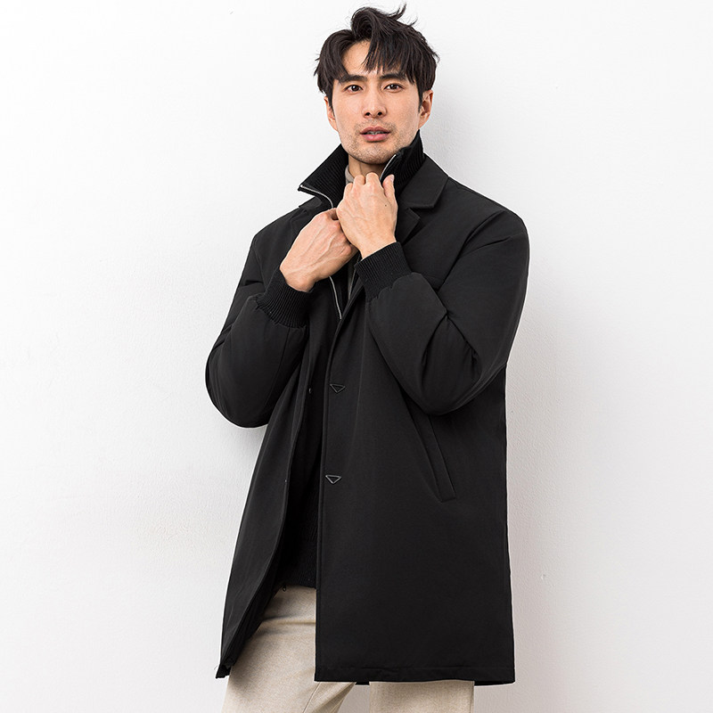 25新款西装领针织拼接可脱卸假两件羽绒服90白鸭绒9829-P365大叔,男装西服套装,钱塘6023