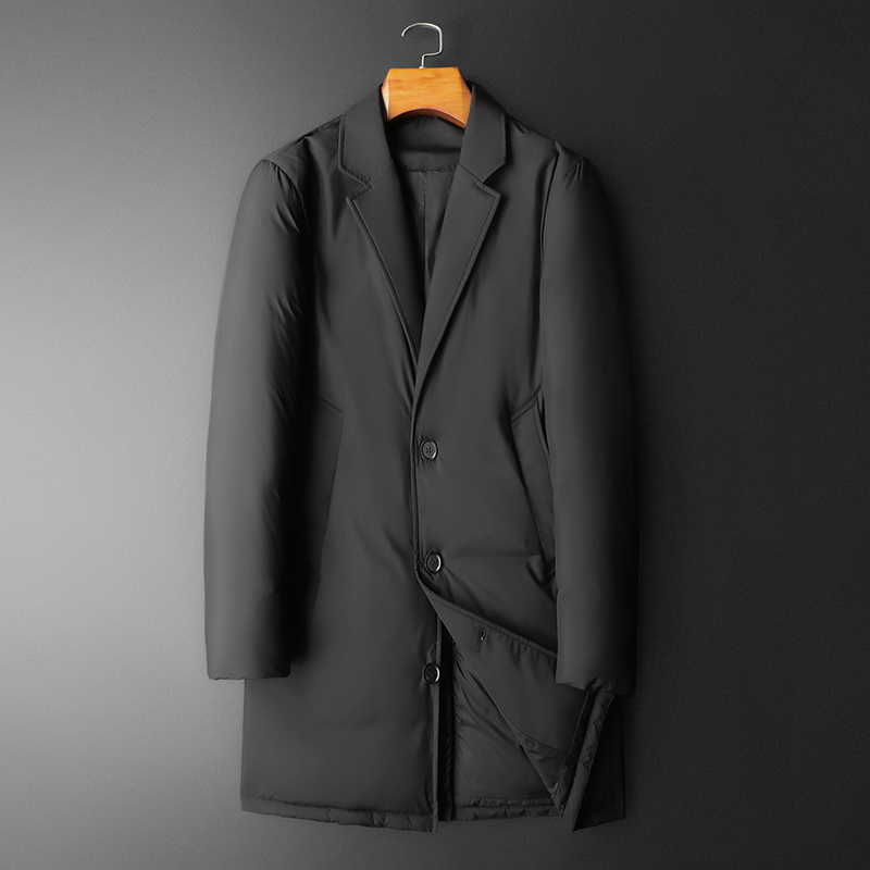 超柔超轻2025冬季新款西装领中长款羽绒服男9827-P325平铺，男装西服套装，钱塘6023