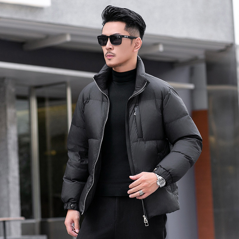 2025微落肩加厚皮拼接男士90白鸭绒羽绒服9821-P320模特,男装羽绒服,钱塘6023