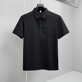 肌理感翻领26夏季老钱风新款拼接商务冰丝修身POLO衫D815-P78挂白，男装Polo衫，钱塘6023
