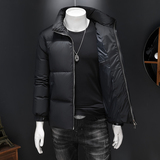 2025微落肩加厚皮拼接男士90白鸭绒羽绒服9821-P320假模，男装羽绒服，钱塘6023