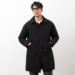 超柔蛋白25新款拼接双领中长款商务羽绒服90白鸭绒9830-P345大叔图片
