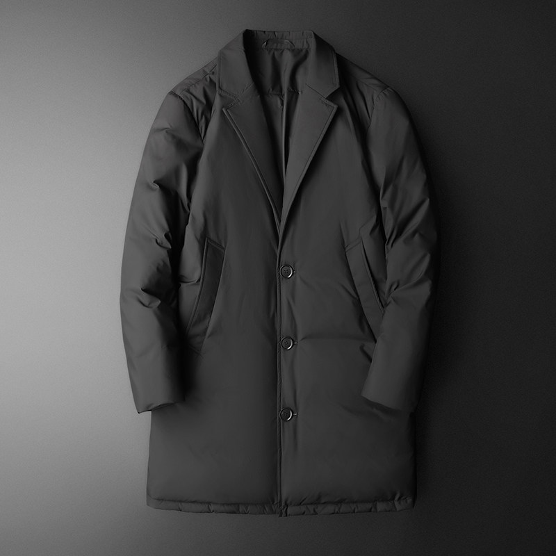 超柔超轻2025冬季新款西装领中长款羽绒服男9827-P325平铺,男装西服套装,钱塘6023