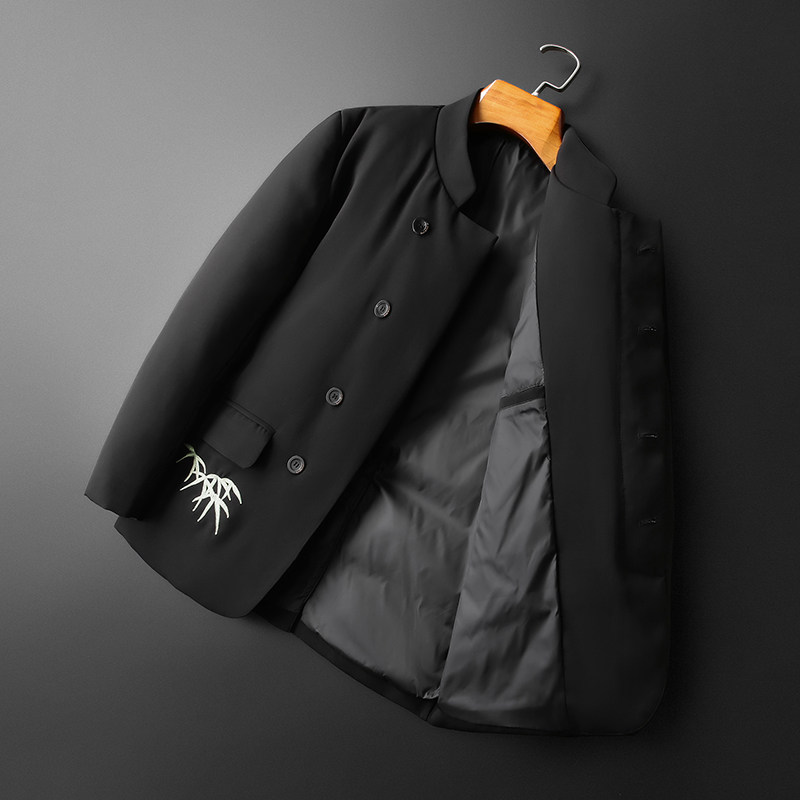 新中式2025冬季中山装新款男士90白鸭绒羽绒服9801-P275平铺,男装羽绒服,钱塘6023