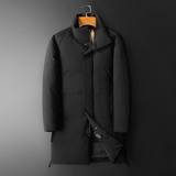 2024商务加厚新款男士中长款90白鸭绒羽绒服9818-P355平铺，男装羽绒服，钱塘6023