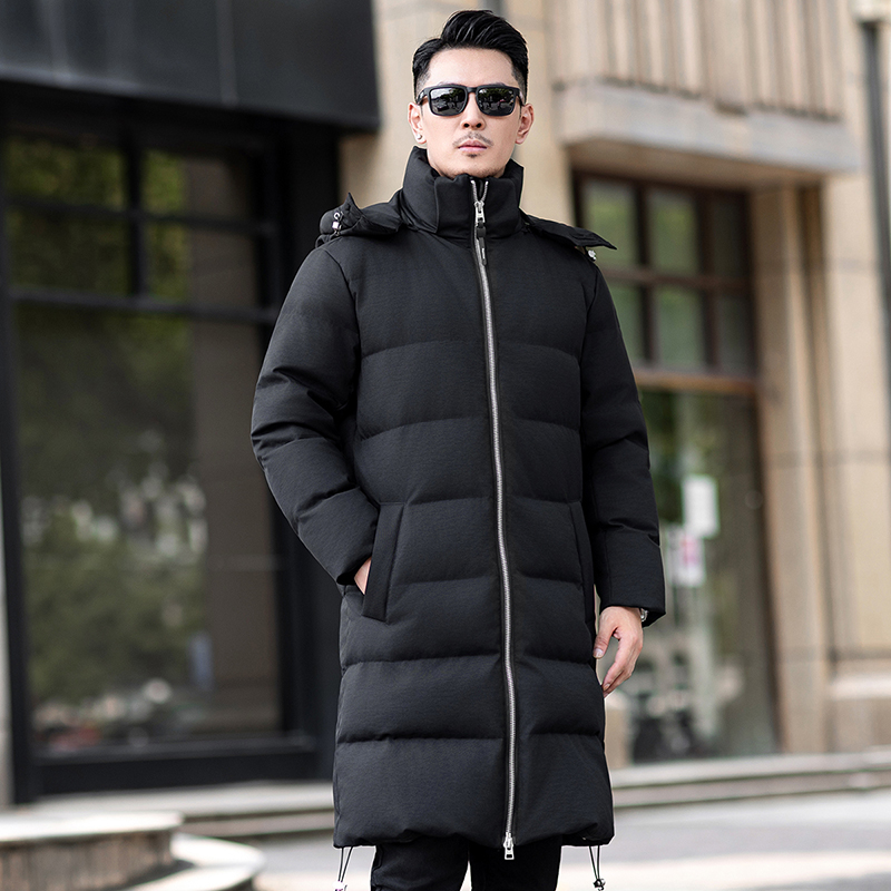 2025冬季新款TR面料长款连帽羽绒服加厚90白鸭绒9831-P425模特，男装羽绒服，钱塘6023