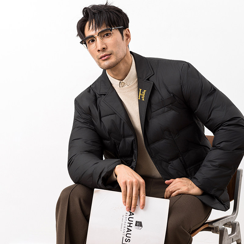 2025冬季新款超柔面料西装刺绣羽绒服90白鸭绒9825-P255大叔,男装西服套装,钱塘6023
