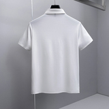 26夏季新款提花纯色商务冰丝无痕修身POLO衫翻领短袖5005-P88挂白，男装T恤，钱塘6023