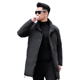 主推商务加厚新款男士中长款90白鸭绒羽绒服9818-P355模特长期款，男装羽绒服，钱塘6023