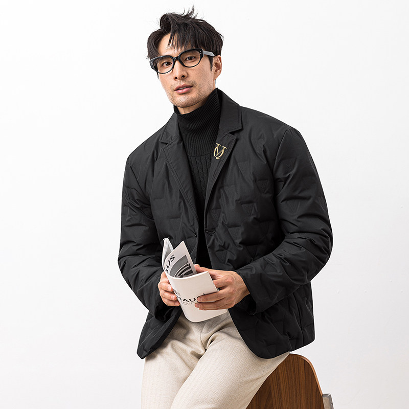 2025冬季新款压花刺绣西装羽绒服90白鸭绒外套9826-P245大叔,男装西服套装,钱塘6023