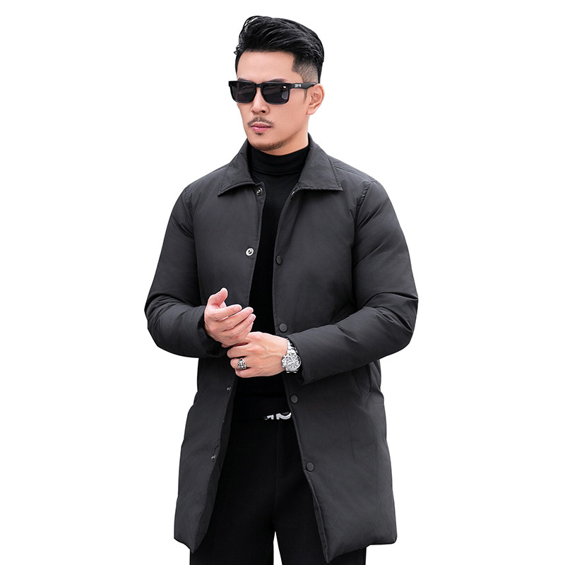 商务加厚新款男士中长款90白鸭绒羽绒服9819-P345模特长期有货,男装羽绒服,钱塘6023