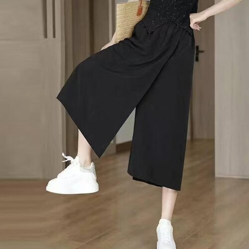 2026黑色高腰阔腿裤宽松显瘦休闲裤裙小个子大码女装松紧腰裤子四