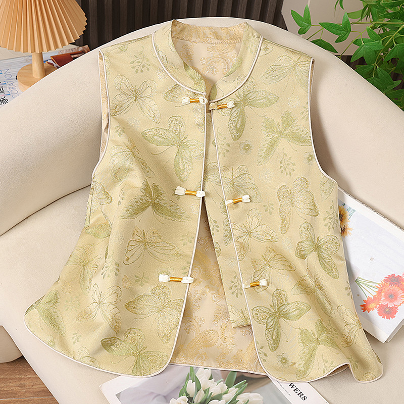 2026春秋新款新中式国风蝴蝶刺绣提花马甲女盘扣叠穿坎肩外穿背心,女装/女士精品,中老年女装,淘宝优惠券,粉丝福利购,淘宝优惠卷