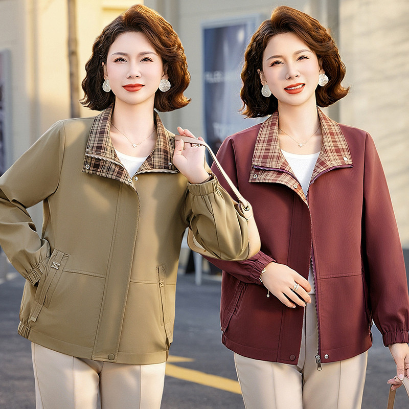 2026春秋新款中老年女拼接撞色翻领夹克上衣妈妈装洋气减龄外套1,女装/女士精品,中老年女装,淘宝优惠券,粉丝福利购,淘宝优惠卷