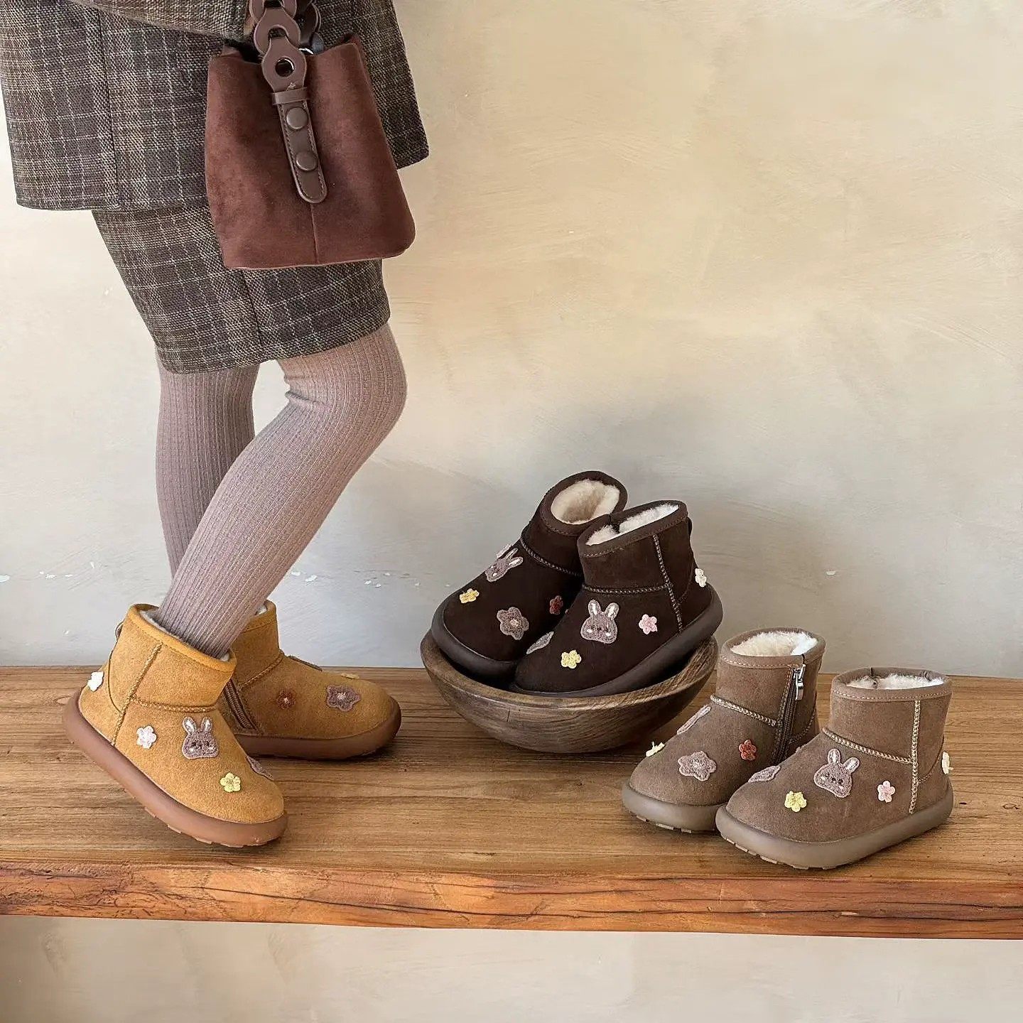 冬季新款儿童雪地靴保暖小兔真皮男童加绒加厚防滑棉鞋女童靴子潮,童鞋/婴儿鞋/亲子鞋,雪地靴,淘宝优惠券,粉丝福利购,淘宝优惠卷