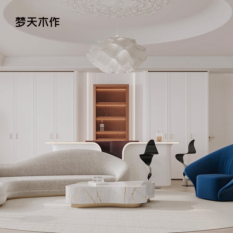 梦天木作全屋定制整体衣柜电视柜橱柜木门高定整家定制罗曼尼系列