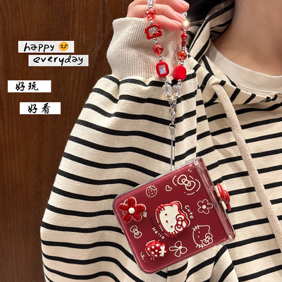 卡通KT猫适用小米mixflip手机壳华为purax折叠pocket2创意红色OPPOfindN3三星zflip5/6手链荣耀vflip全包中轴