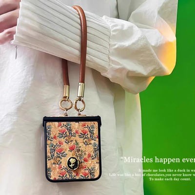 适用小米mix手机壳荣耀magicV折叠屏华为novaflip复古P50pocket2全包中轴OPPOfindN2/N3三星Z6摩托罗拉50挂绳