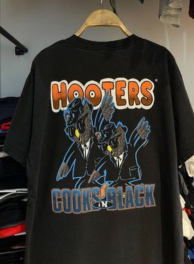 hooters猫头鹰卡通动漫趣味短袖男女潮牌纯棉oversize美式T恤情侣